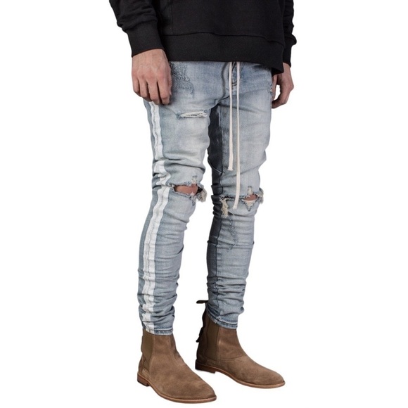 KOLLAR Distressed Stripe Denim Skinny Jean size 28 - Picture 1 of 11